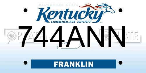 744ANN Kentucky License Plate