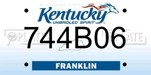 744B06 Kentucky License Plate
