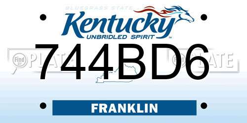 744BD6 Kentucky License Plate