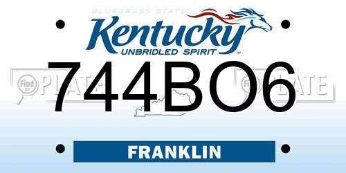744BO6 Kentucky License Plate