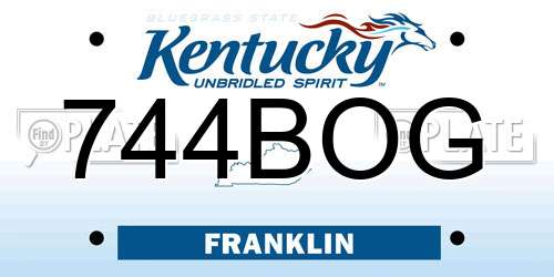 744BOG Kentucky License Plate