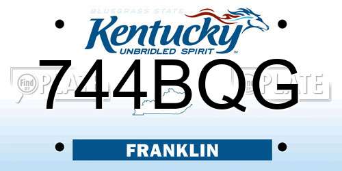 744BQG Kentucky License Plate