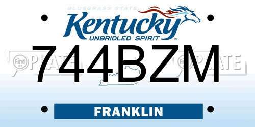 744BZM Kentucky License Plate