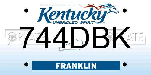 744DBK Kentucky License Plate