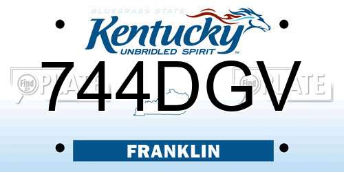 744DGV Kentucky License Plate