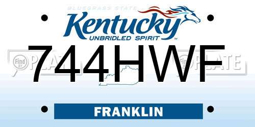 744HWF Kentucky License Plate