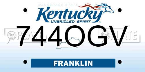 744OGV Kentucky License Plate