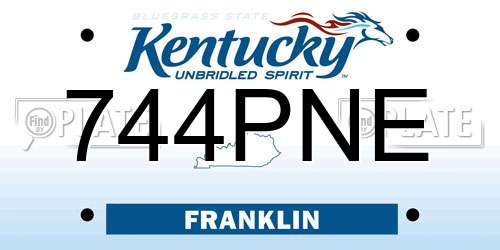 744PNE Kentucky License Plate