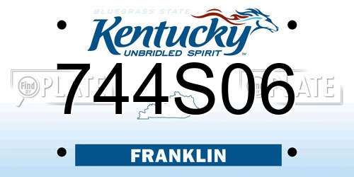 744S06 Kentucky License Plate