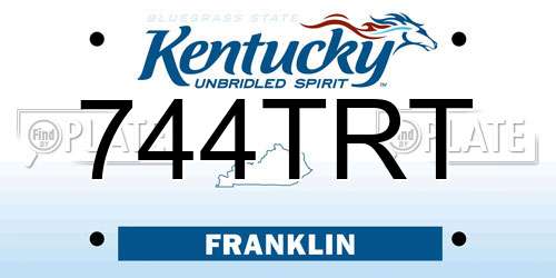 744TRT Kentucky License Plate
