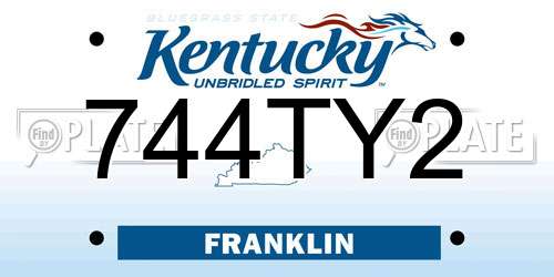 744TY2 Kentucky License Plate