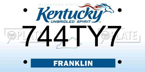 744TY7 Kentucky License Plate
