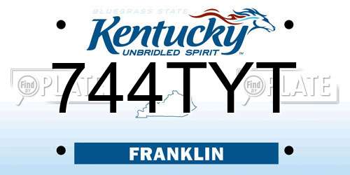 744TYT Kentucky License Plate