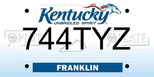 744TYZ Kentucky License Plate