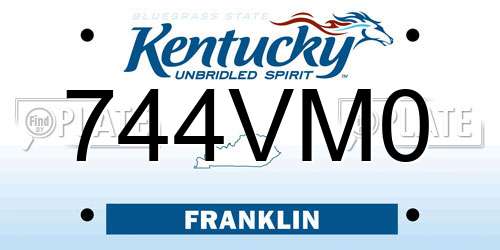 744VM0 Kentucky License Plate