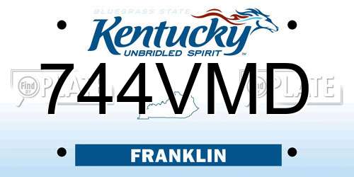 744VMD Kentucky License Plate