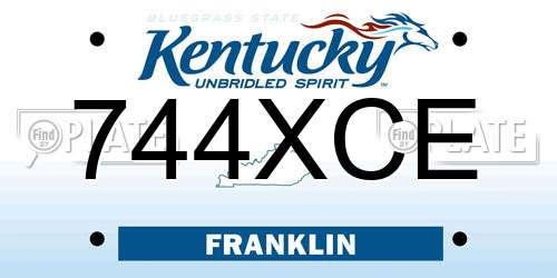 744XCE Kentucky License Plate