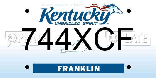 744XCF Kentucky License Plate