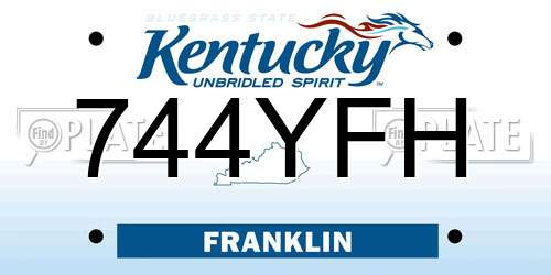 744YFH Kentucky License Plate