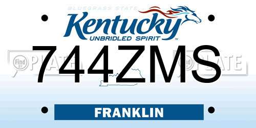 744ZMS Kentucky License Plate