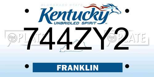 744ZY2 Kentucky License Plate