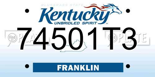 74501T3 Kentucky License Plate