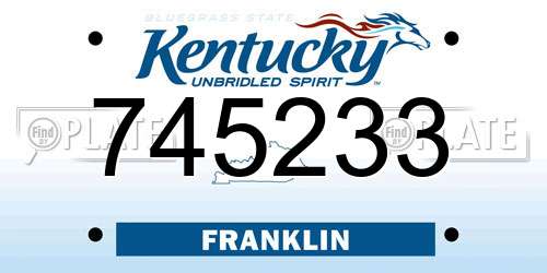 745233 Kentucky License Plate