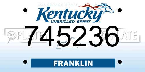 745236 Kentucky License Plate