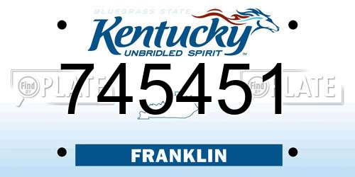 745451 Kentucky License Plate