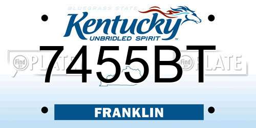 7455BT Kentucky License Plate