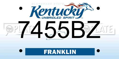 7455BZ Kentucky License Plate