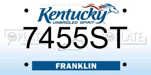 7455ST Kentucky License Plate