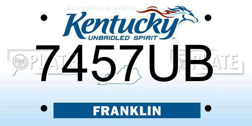 7457UB Kentucky License Plate