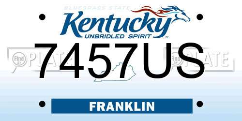 7457US Kentucky License Plate