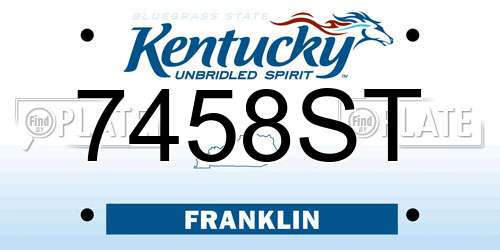 7458ST Kentucky License Plate