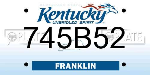 745B52 Kentucky License Plate