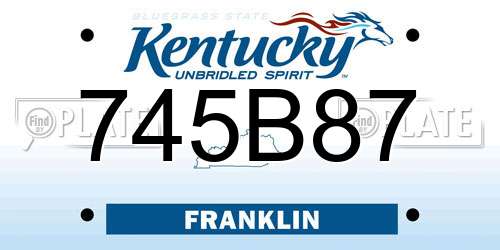 745B87 Kentucky License Plate