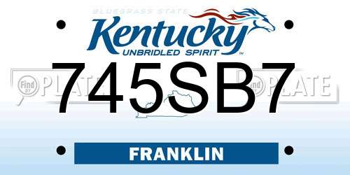 745SB7 Kentucky License Plate