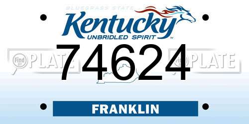 74624 Kentucky License Plate