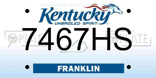 7467HS Kentucky License Plate