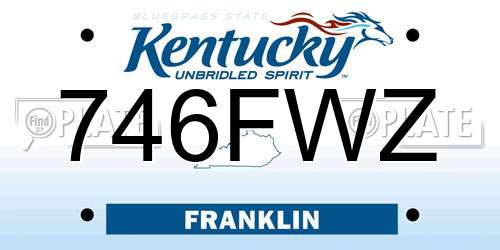 746FWZ Kentucky License Plate