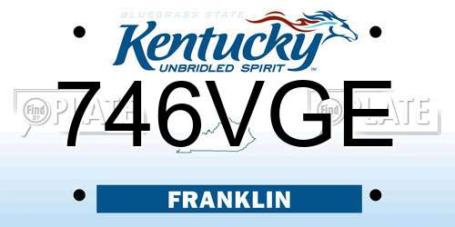 746VGE Kentucky License Plate