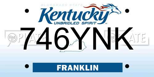 746YNK Kentucky License Plate