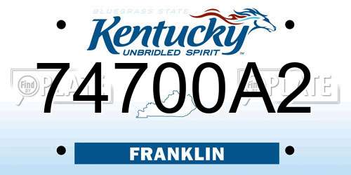 74700A2 Kentucky License Plate