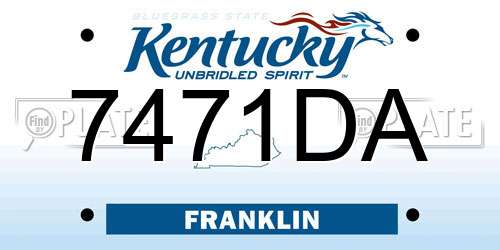 7471DA Kentucky License Plate
