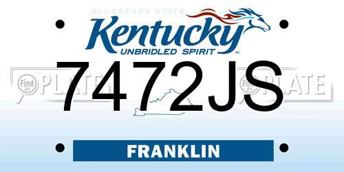 7472JS Kentucky License Plate