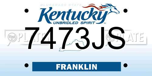 7473JS Kentucky License Plate