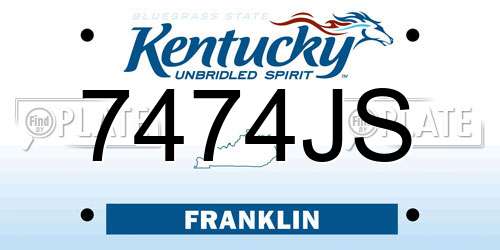 7474JS Kentucky License Plate