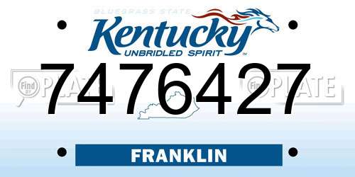 7476427 Kentucky License Plate