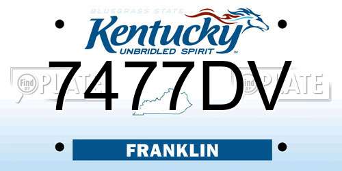 7477DV Kentucky License Plate